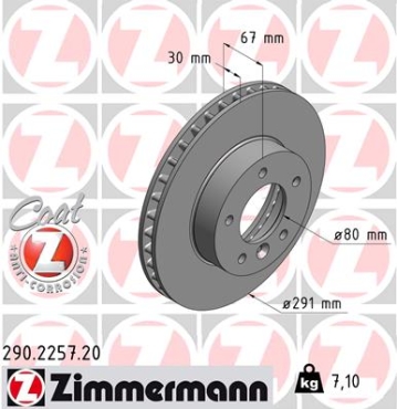 Zimmermann Brake Disc for JAGUAR XJ (X300, X330) front