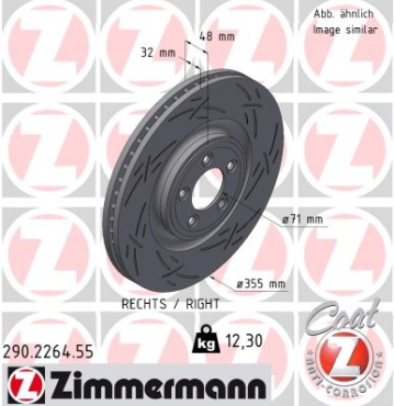 Zimmermann Sportbremsscheibe Black Z für JAGUAR F-TYPE Coupe (X152) vorne rechts