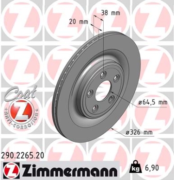 Zimmermann Brake Disc for JAGUAR XJ (X351) rear