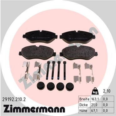 Zimmermann Brake pads for MERCEDES-BENZ SPRINTER 3,5-t Pritsche/Fahrgestell (906) front