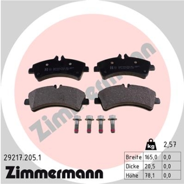 Zimmermann Brake pads for MERCEDES-BENZ SPRINTER 5-t Kasten (906) rear