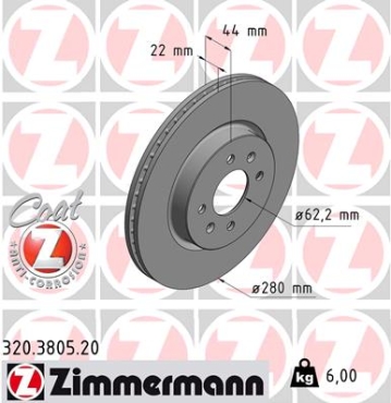 Zimmermann Brake Disc for KIA RIO III Stufenheck (UB) front