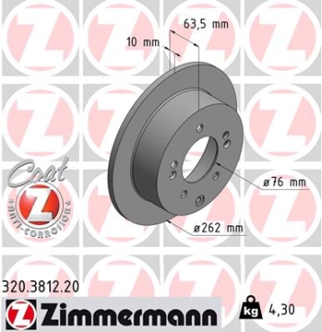 Zimmermann Brake Disc for KIA SOUL (AM) rear