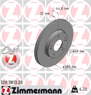 Zimmermann Brake Disc for HYUNDAI IONIQ (AE) front