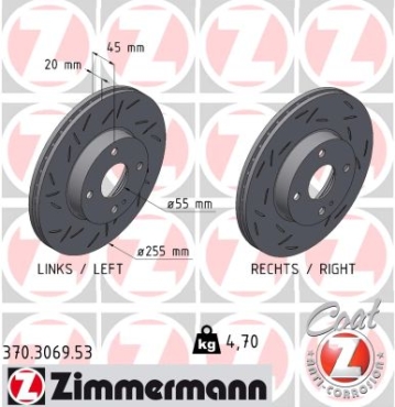 Zimmermann Sportbremsscheibe Black Z für MAZDA MX-5 II (NB) vorne