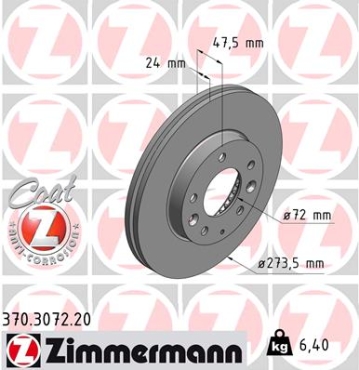 Zimmermann Brake Disc for MAZDA 6 Hatchback (GG) front