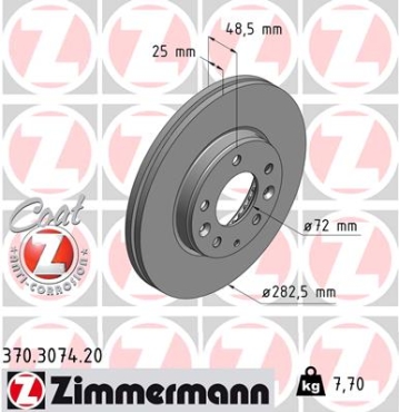 Zimmermann Brake Disc for MAZDA 6 Stufenheck (GG) front