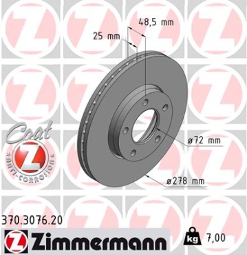 Zimmermann Brake Disc for MAZDA 3 (BL) front
