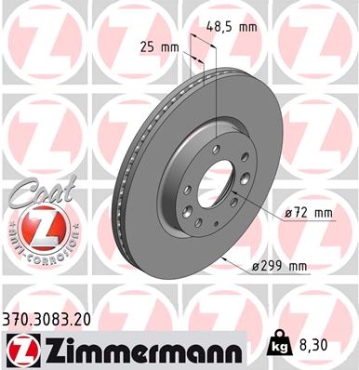 Zimmermann Brake Disc for MAZDA 6 Sport Kombi (GH) front