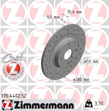 Zimmermann Sportbremsscheibe Sport Z für FIAT 124 Spider (348_) hinten
