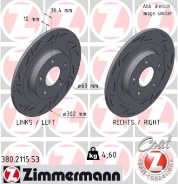 Zimmermann Sportbremsscheibe Black Z für CITROËN C4 AIRCROSS hinten