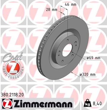 Zimmermann Brake Disc for MITSUBISHI ECLIPSE CROSS (GK_) front