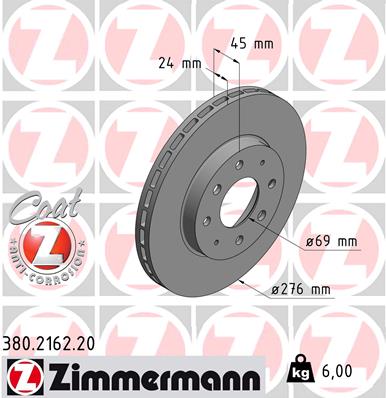Zimmermann Brake Disc for MITSUBISHI GALANT V Stufenheck (E5_A, E7_A, E8_A) front