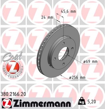 Zimmermann Bremsscheibe für MITSUBISHI COLT VI (Z3_A, Z2_A) vorne