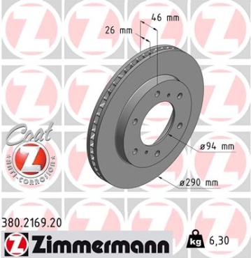 Zimmermann Brake Disc for MITSUBISHI PAJERO IV Van (V9_, V8_, V8_V) front
