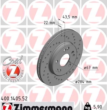 Zimmermann Sport Brake Disc for MERCEDES-BENZ SL (R107) front