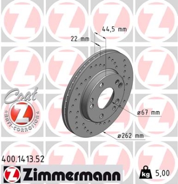 Zimmermann Sportbremsscheibe Sport Z für MERCEDES-BENZ 190 (W201) vorne