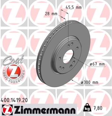 Zimmermann Bremsscheibe für MERCEDES-BENZ SL (R129) vorne
