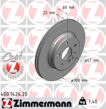 Zimmermann Brake Disc for MERCEDES-BENZ S-KLASSE Coupe (C140) rear