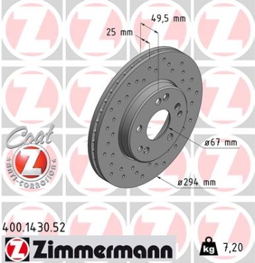 Zimmermann Sportbremsscheibe Sport Z für MERCEDES-BENZ E-KLASSE T-Model (S124) vorne