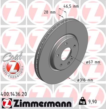 Zimmermann Bremsscheibe für MERCEDES-BENZ E-KLASSE T-Model (S210) vorne