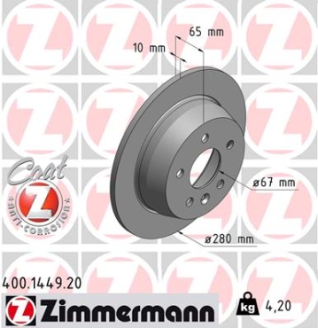 Zimmermann Brake Disc for MERCEDES-BENZ VITO Bus (638) rear