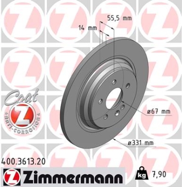 Zimmermann Brake Disc for MERCEDES-BENZ M-KLASSE (W163) rear