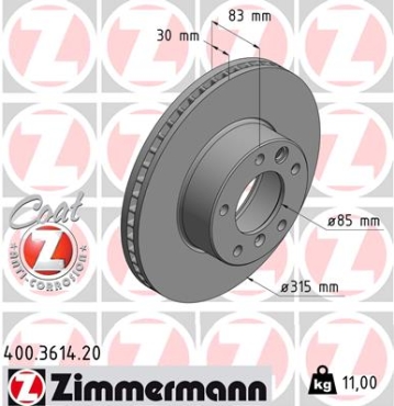 Zimmermann Brake Disc for MERCEDES-BENZ G-KLASSE (W463) front