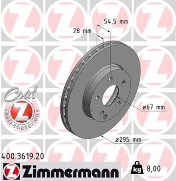 Zimmermann Brake Disc for MERCEDES-BENZ E-KLASSE (W211) front