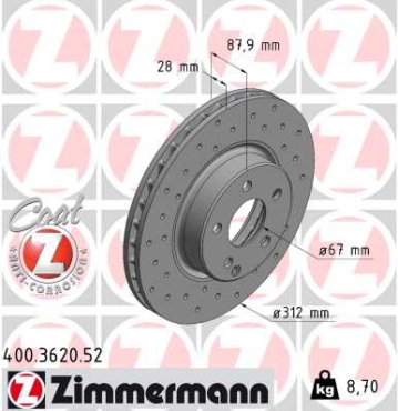 Zimmermann Sport Brake Disc for MERCEDES-BENZ E-KLASSE (W211) front