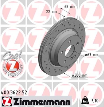 Zimmermann Sportbremsscheibe Sport Z für MERCEDES-BENZ E-KLASSE T-Model (S211) hinten