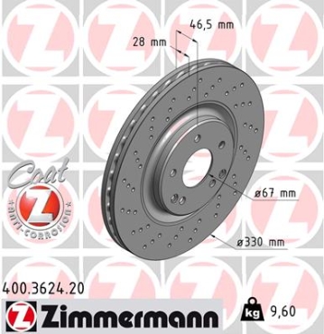 Zimmermann Bremsscheibe für MERCEDES-BENZ C-KLASSE T-Model (S203) vorne