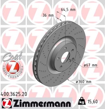 Zimmermann Bremsscheibe für MERCEDES-BENZ S-KLASSE Coupe (C216) vorne