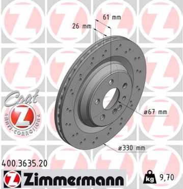 Zimmermann Brake Disc for MERCEDES-BENZ S-KLASSE (W220) rear