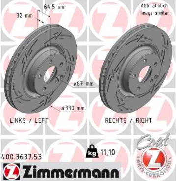 Zimmermann Brake Disc for MERCEDES-BENZ GLK-KLASSE (X204) front