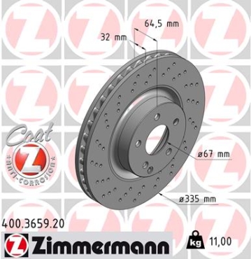 Zimmermann Bremsscheibe für MERCEDES-BENZ S-KLASSE (W221) vorne