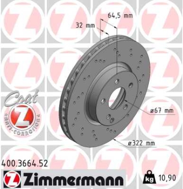 Zimmermann Sport Brake Disc for MERCEDES-BENZ E-KLASSE Coupe (C207) front