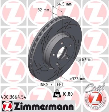 Zimmermann Sportbremsscheibe Black Z für MERCEDES-BENZ C-KLASSE T-Model (S204) vorne links
