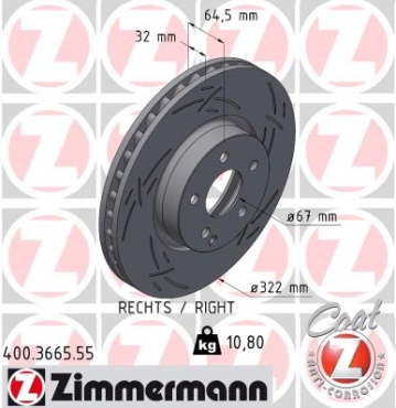 Zimmermann Sport Brake Disc for MERCEDES-BENZ SLC (R172) front right