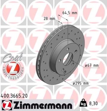 Zimmermann Bremsscheibe für MERCEDES-BENZ C-KLASSE Coupe (C204) vorne