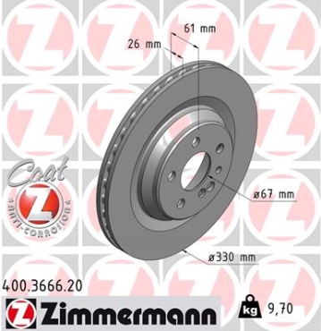 Zimmermann Brake Disc for MERCEDES-BENZ S-KLASSE (W220) rear