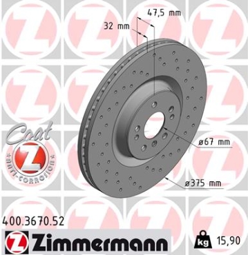 Zimmermann Brake Disc for MERCEDES-BENZ GL-KLASSE (X164) front