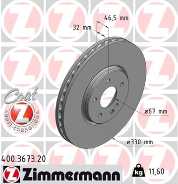 Zimmermann Brake Disc for MERCEDES-BENZ SLK (R170) front