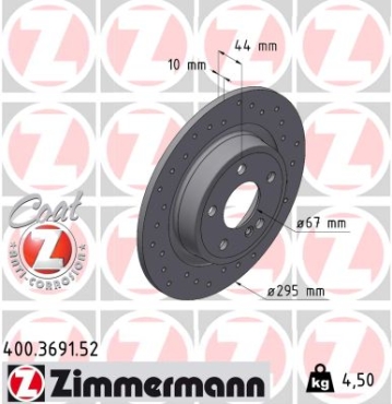 Zimmermann Sport Brake Disc for MERCEDES-BENZ B-KLASSE Sports Tourer (W246, W242) rear