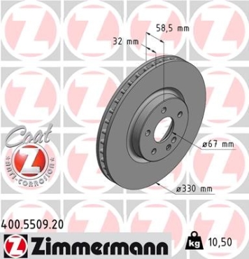 Zimmermann Brake Disc for MERCEDES-BENZ VITO Kasten (W447) front