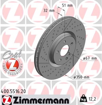 Zimmermann Brake Disc for MERCEDES-BENZ CLA Coupe (C117) front