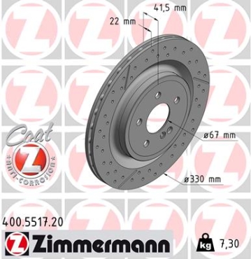 Zimmermann Brake Disc for MERCEDES-BENZ CLA Shooting Brake (X117) rear