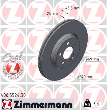 Zimmermann Brake Disc for MERCEDES-BENZ E-KLASSE (W213) rear