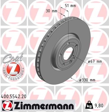 Zimmermann Brake Disc for MERCEDES-BENZ A-KLASSE Stufenheck (V177) front