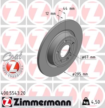 Zimmermann Brake Disc for MERCEDES-BENZ A-KLASSE (W177) rear
